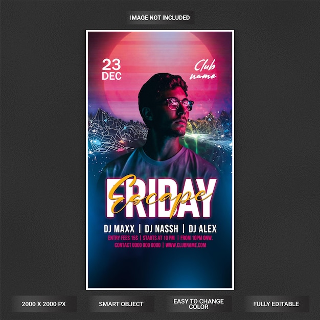 Friday club party flyer template