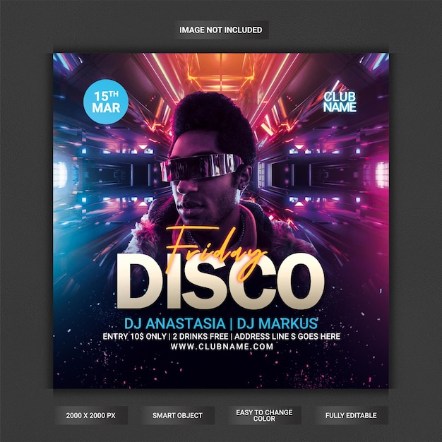 Friday disco party flyer template