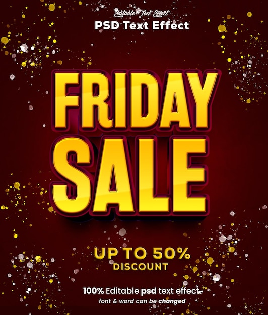 PSD friday flash sale post banner with 3d text effect