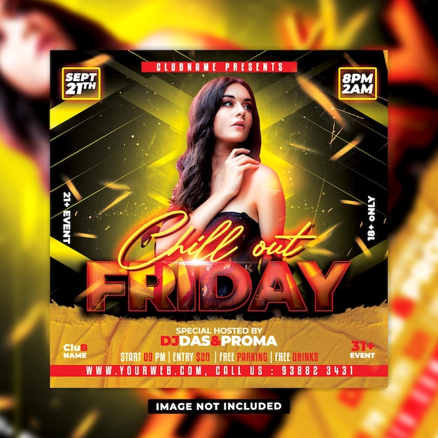 Friday night club dj party flyer post sui social media