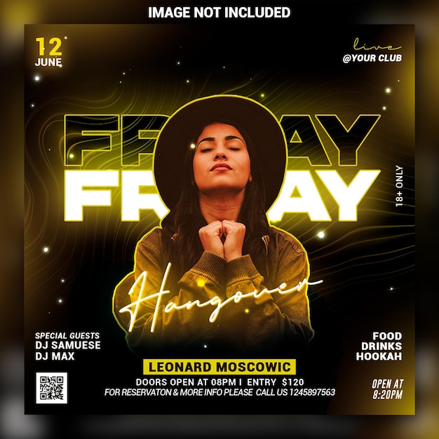 Friday night club party flyer template premium psd