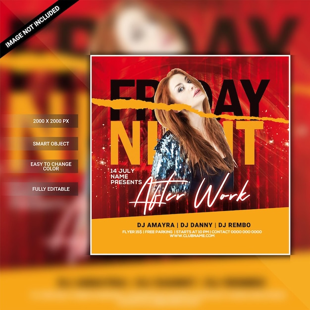 Friday night club party flyer template