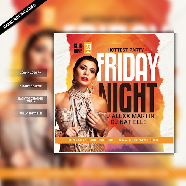 Friday night club party flyer template