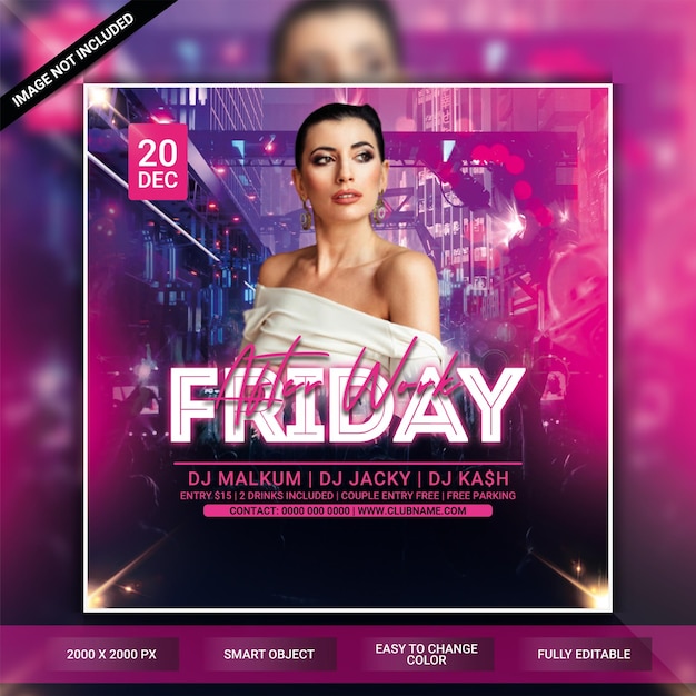 Friday night club party flyer template