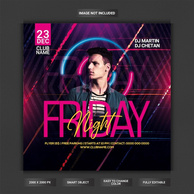 Friday night club party flyer template