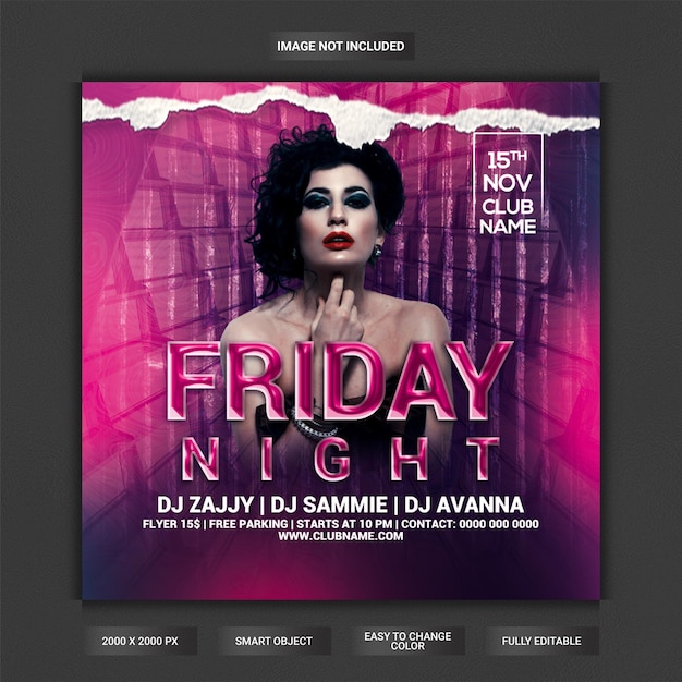 Friday night club party flyer template