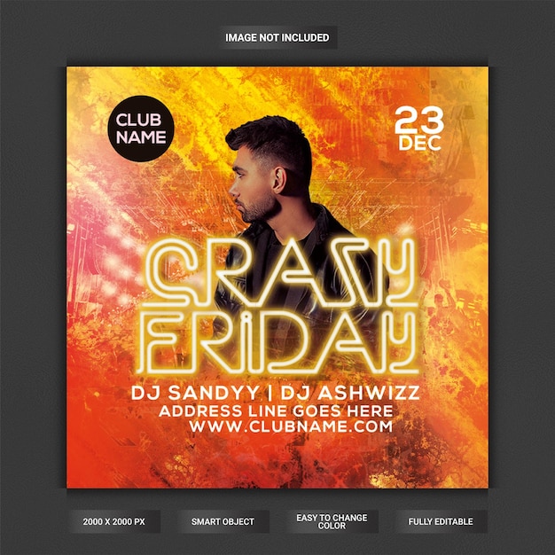 Friday night club party flyer template