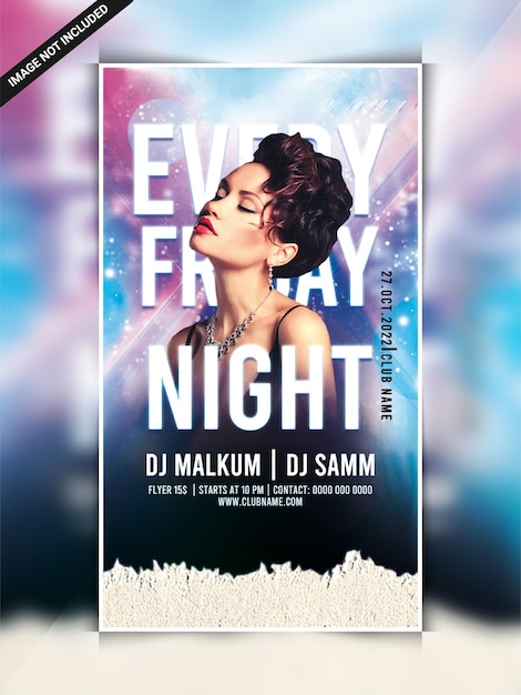 Friday night club party instagram web banner template