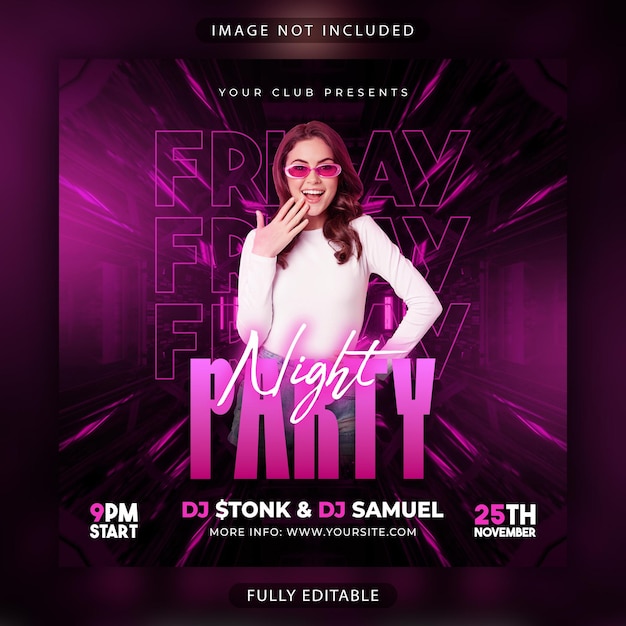 Friday Night Party flyer of promotie social media banner sjabloon psd
