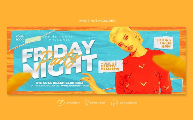 Friday night party flyer social media post web banner