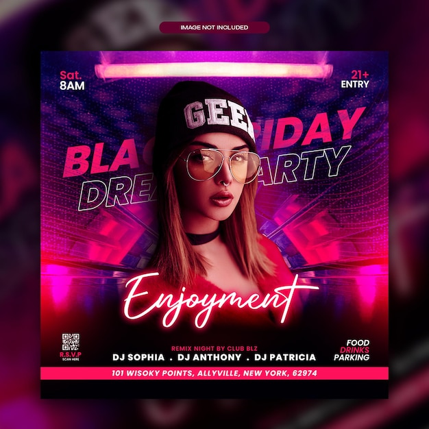 Friday Night Party Flyer voor Black Friday Social Media Banner