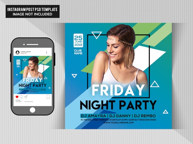 Friday night party flyer voor instagram