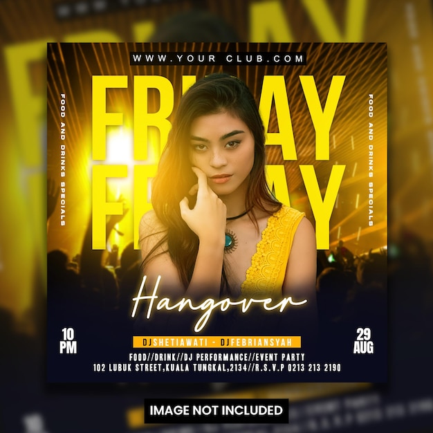 Friday night party social media post template