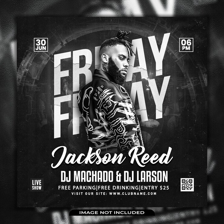 PSD friday night party social media story flyer design template
