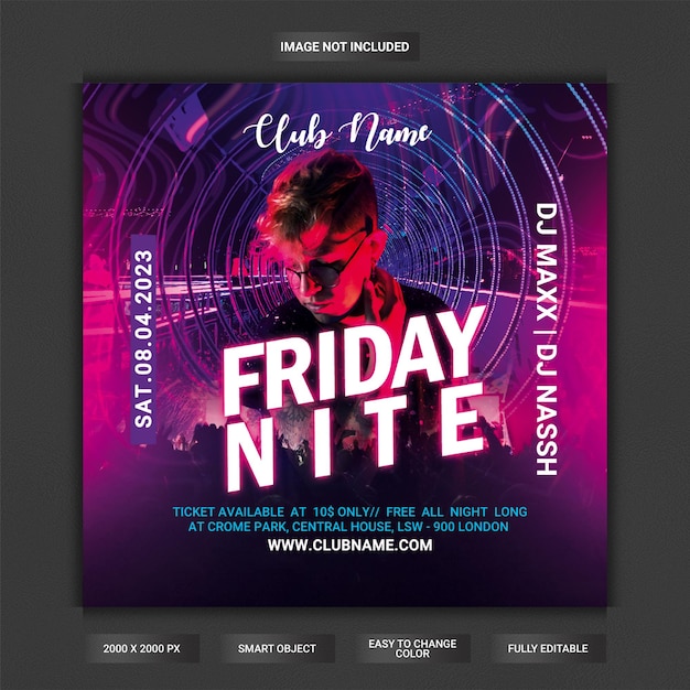 Friday nite club party flyer template