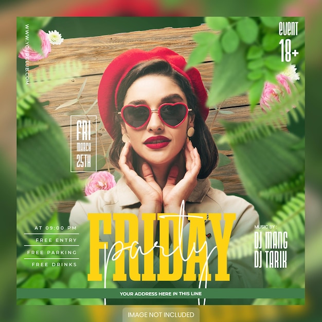 PSD friday party event banner or flyer template
