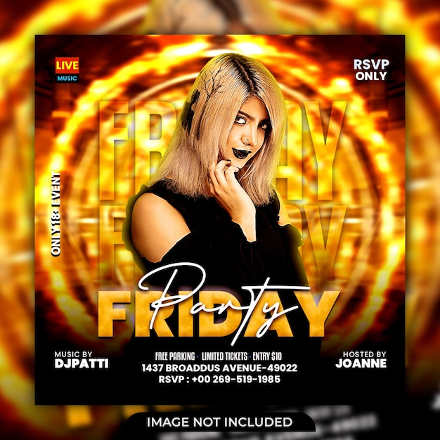 Friday party flyer social media banner template