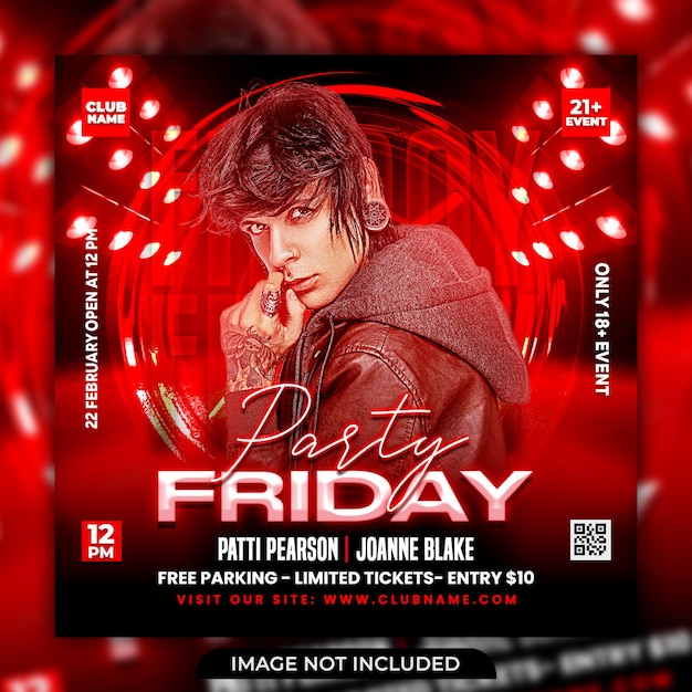 Friday party flyer social media banner template