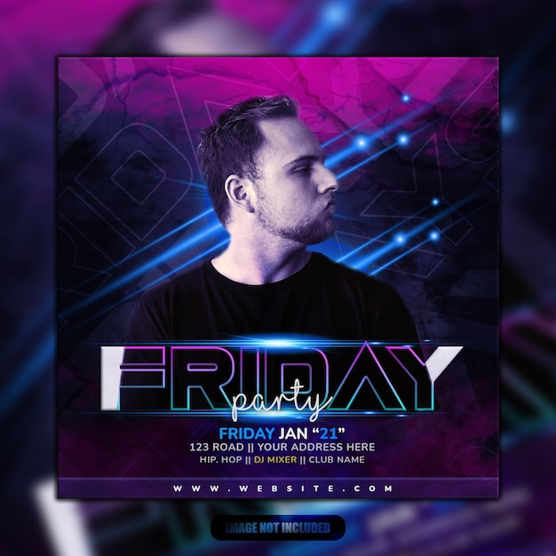 Friday party instagram post template design
