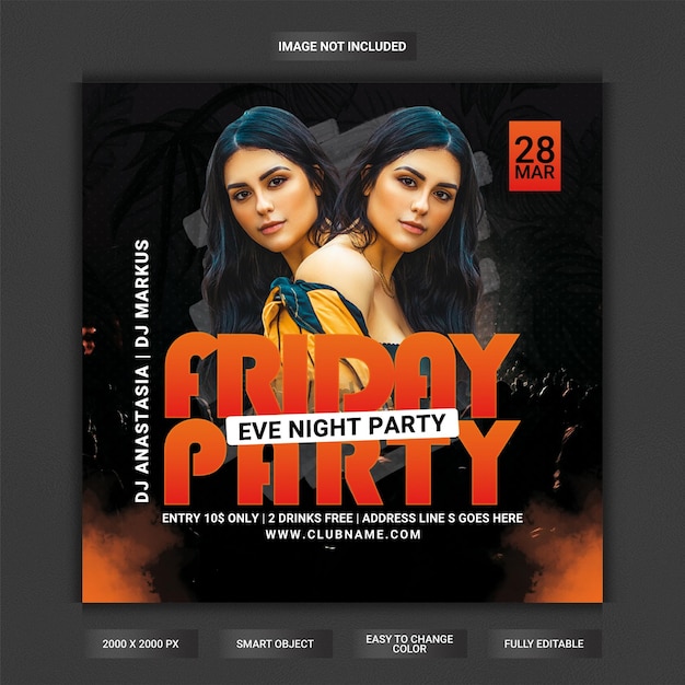 Friday party night flyer template