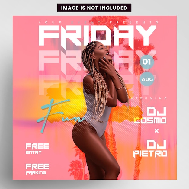 Friday Party Summer Event Instagram Banner Flyer Ontwerp