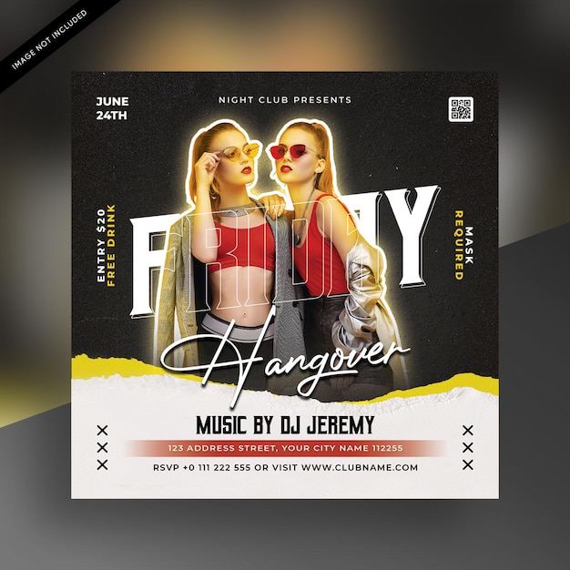 Fridaynight party social media instagram template