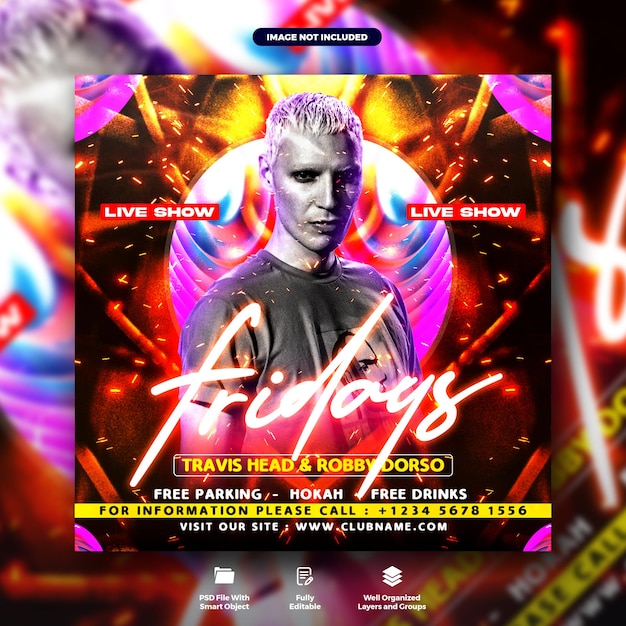 Fridays night party  poster and instagram banner