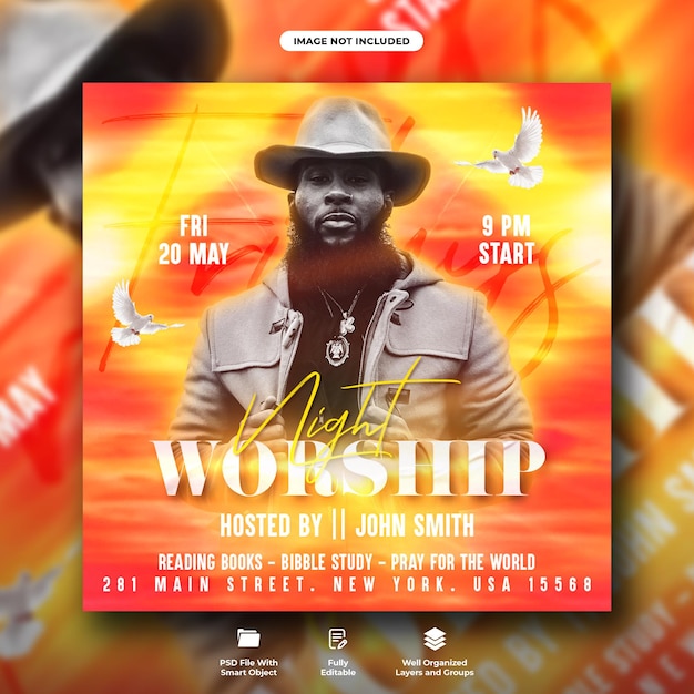 Fridays worship night social media banner template