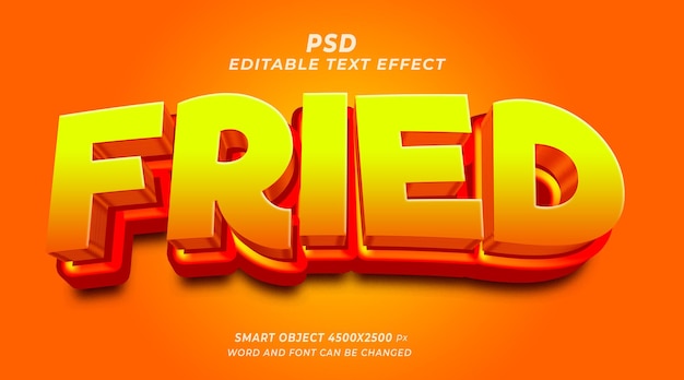 Fried 3d editable text effect photoshop template