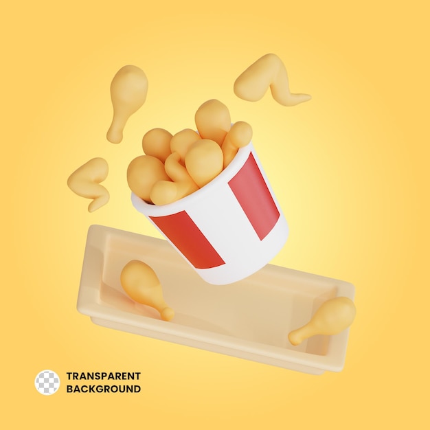 PSD fried chicken 3d junk food icon