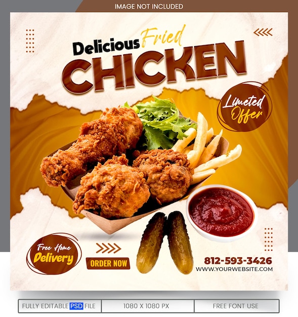 Fried chicken menu promotion social media banner template instagram facebook story