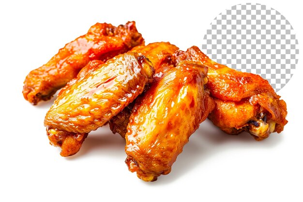 PSD fried chicken wings with sauce isolated on transparent background