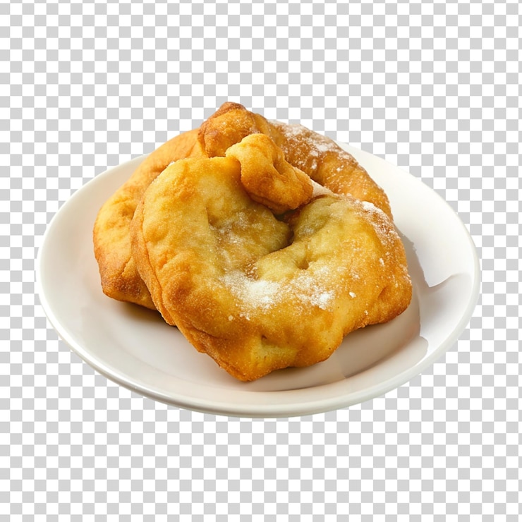 PSD fried dough on plate on transparent background