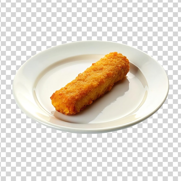 PSD fried fish finger in a white plate isolated on transparent background