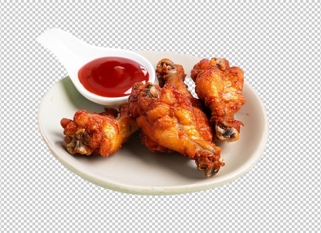 Fried Fresh Chicken wings With tomato sauce On Alpha Layer