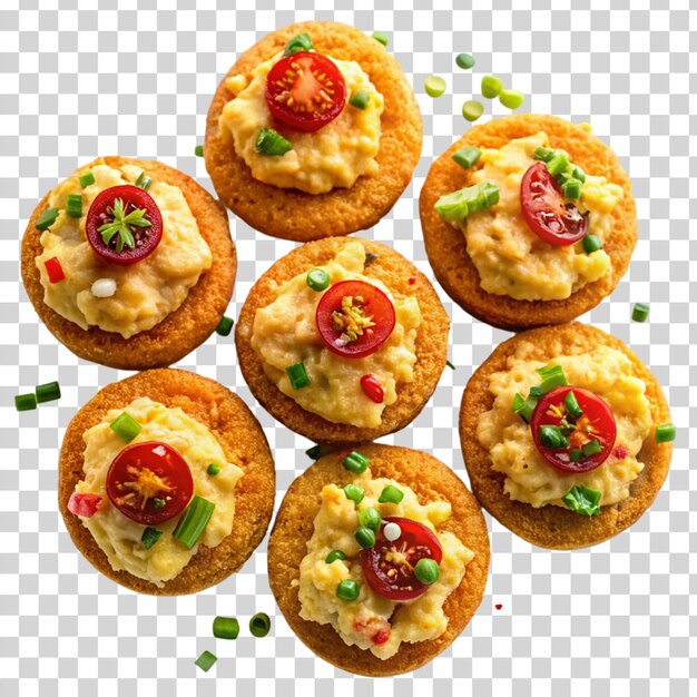 PSD fried green tomatoes topped isolated on transparent background