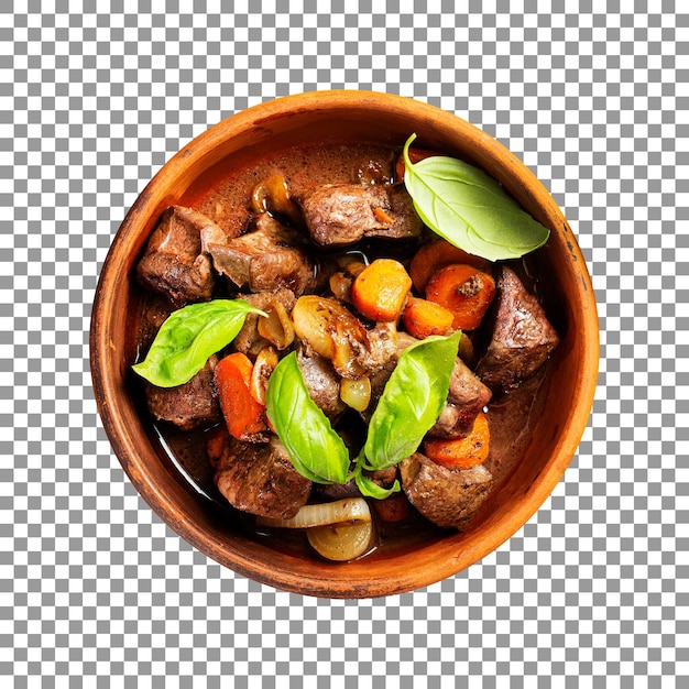 Fried liver in bowl with transparent background