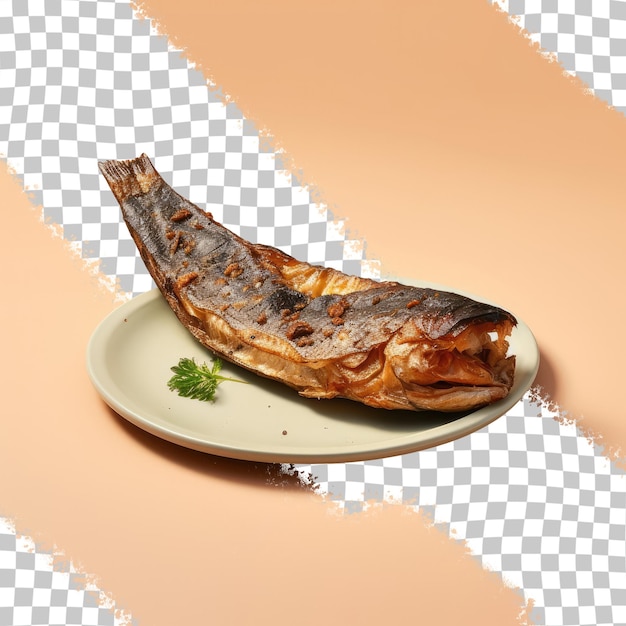 PSD fried mackerel on transparent background