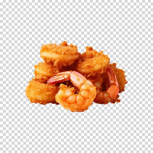 PSD fried shrimp isolated on transparent background