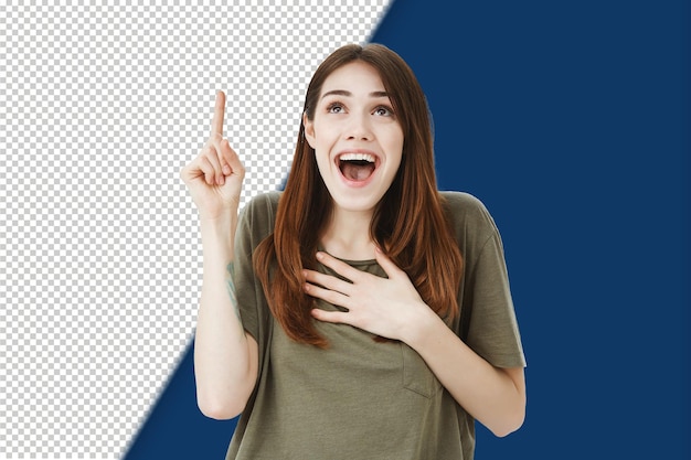 PSD friend made funny graffiti on building pleased carefree caucasian woman with brown hair laughing