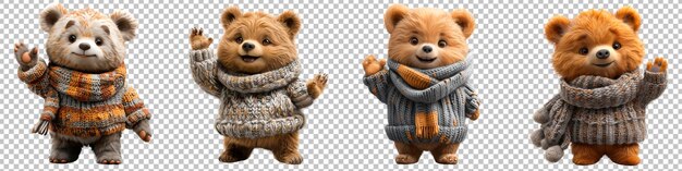 PSD friendly bear waving in 3d isolated on a transparent background