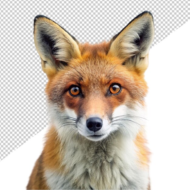 Friendly fox on transparent background