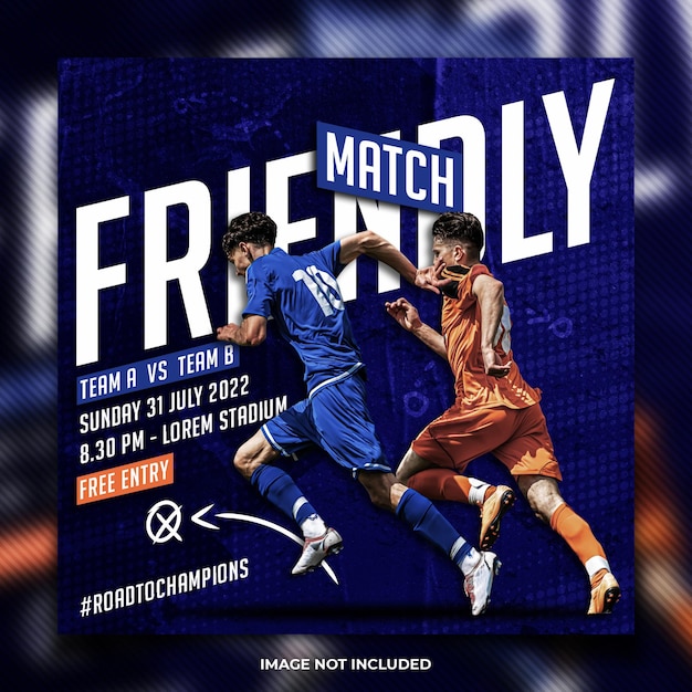 PSD friendly match football flyer social media post template