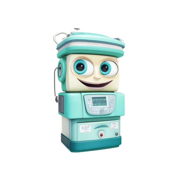 PSD friendly medical robot with big eyes smiling