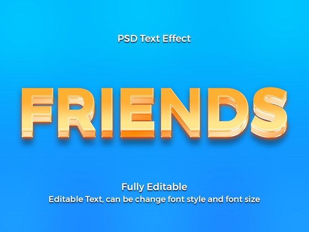 Friends text effect with blue background