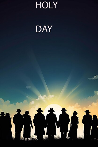 PSD friendship day background with people silhouette