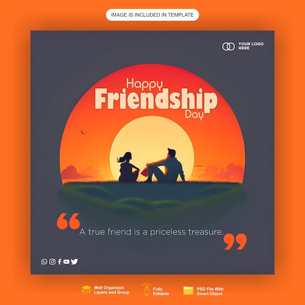 PSD 우정의 날 크리에이티브 디자인 템플릿