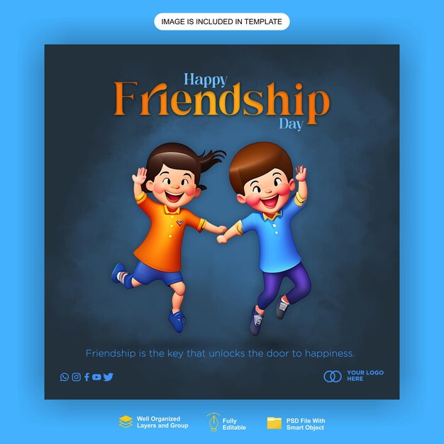 PSD friendship day creative design template