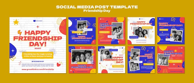 friendship day instagram posts collection with abstract shapes