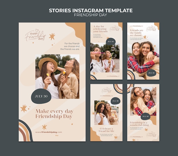 PSD friendship day instagram stories collection in abstract design